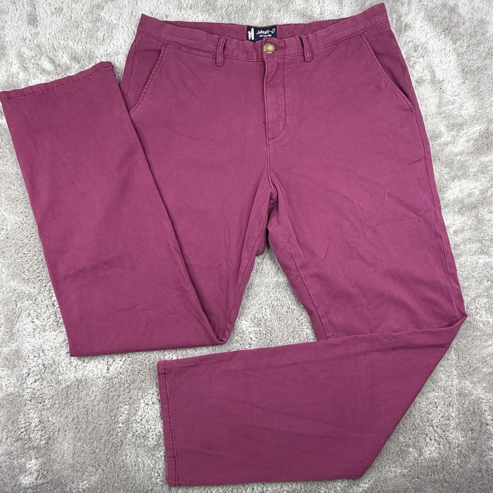 Johnnie-O West Coast Prep Pants Mens 35x32 Plum 5 Pocket Straight Leg Stretch